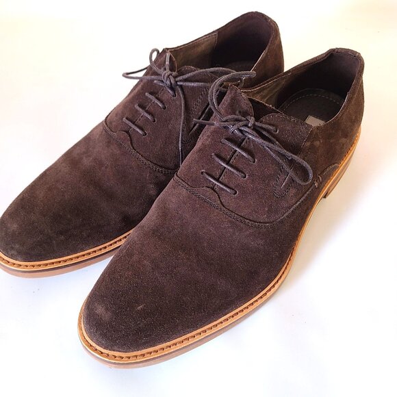 Joseph Abboud Men's Dark Brown Leather Suede Plain Toe Oxford Shoes - Size 8.5 - Picture 1 of 11